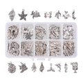 PH PandaHall 90pcs 15 Style Ocean Fish Charms Tibetan Seashell Marine Pendants Antique Silver Animal Sea Creatures Charms Pendants for Wakiki Hawaii DIY Bracelet Necklace Keychain Jewelry Making - color: 15 Styles Sea Creatures - 90pcs