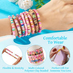 Elecrelive Glass Round Beaded Bracelet Set Clay Beaded Bracelets Stretch Bracelets - color: Mix 8 Colors