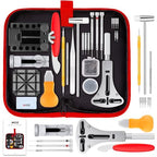 XOOL 151 PCS Professional Watch Repair Tool Kit, Includes Watch Battery Change Kit, Watch Case Opener, Link Remover, Spring Bar Tools, Screwdrivers, and Portable Carrying Case with Instruction Manual - color: 151pcs RED