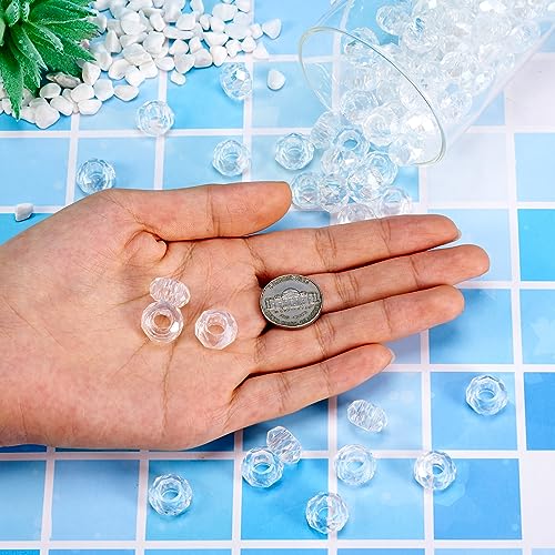 Pandahall 100pcs Glass European Beads Large Hole Beads Round Faceted Rondelle Slide Charms No Metal Core for Bracelet Jewelry Makings Crystal AB 14mm in Diameter