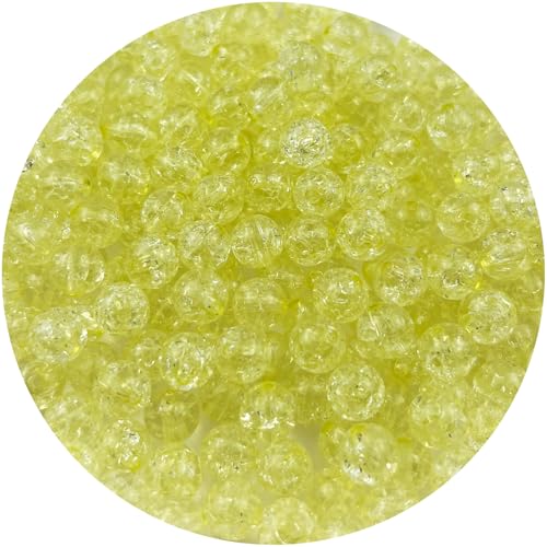 200pcs 10mm Acrylic Crackle Beads Round Crystal Acrylic Craft Beads with Hole for Jewelry Making Acrylic Round Beads for Bracelets Necklaces Jewelry Making(20-Yellow) - color: 20-yellow, size: 10MM
