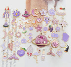 30pcs Mixed Enamel Charms Pendants for Jewelry Making Bulk lot Necklace Earrings Bracelet Craft Findings - color: Purple