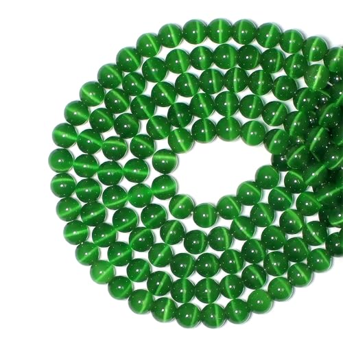MJDCB 30pcs Dark Green Cat Eye Stone Beads 12mm Round Crystal Loose Bead for Jewelry Making DIY Bracelets Necklace - color: Dark Green, size: 12mm(30pcs)