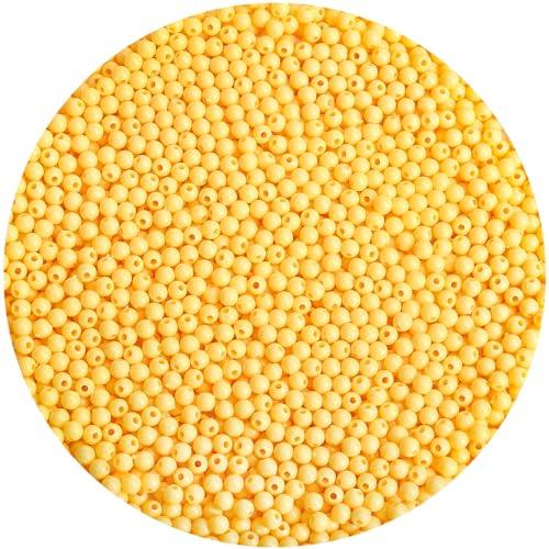 BONNY BOXX 2000PCs 4MM Smooth Yellow Acrylic Round Beads, Plastic Resin Bubblegum Balls Chunky Gumball Beads for Necklace and Bracelet Making, Crafting Supplies - color: Smooth Yellow, size: 4MM