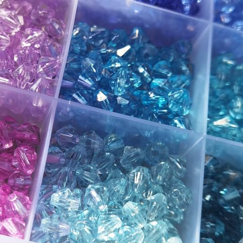 INSPIRELLE 2400 Pieces 6mm Bicone Beads 30 Colors Faceted Acrylic Beads Plastic Spacers Beads for Jewelry Making and Crafting - color: Bicone Beads (2400 pieces)