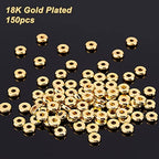 PH PandaHall 150pcs 6mm 18K Gold Plated Beads Flat Heishi Spacer Beads Disc Loose Bead Brass Flat Round Metal Bead for Summer Stackable Bracelet Necklace Jewelry Making - size: 6mm