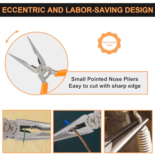 Rongon Spring-Loaded Needle Nose Pliers 4-Piece Set - 5 Inch Thin Tip Jewelry Tools with Non-Slip Grips | Professional Craft Pliers for Jewelry Making, DIY, Electronics & Wire Working (4 Pcs) - size: 4Pcs