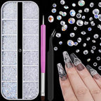 6800Pcs White AB Resin Rhinestones, 1.5mm 2mm 3mm Pointed Bottom Crystals Stones Diamonds Nail Gems Bedazzler Kit with Pickup Tools for Nails Face Eyes Makeup Tumblers Crafts (25-K1-pointed-white) - color: 25-K1-pointed-white