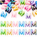 Beadthoven 20pcs Big Letter M Beads Large Hole Bubble Alphabet Acrylic Beads Charm Iridescent Plastic M Shape Loose Chunky Spacers for Jewelry Making Bracelet Necklace Keychains Shoelaces Crafts - color: M