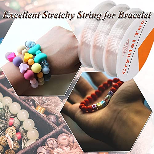 Whale Stretchy String for Bracelets, 3 Rolls Clear Elastic String for Jewelry Making 0.6mm 15mRoll Jewelry Beading Wire Crystal Craft Wire Stretch Cord for Seed Beads Pony Beads (3 Rolls)
