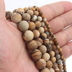 Matte Picture Stone 6mm 60 Pcs Stone Beads for Jewelry Making Large Beads Bracelet Keychain Loose Round Smooth Gemstone Beads Necklace Earrings DIY Arts and Crafts Natural Stone Beads ﻿ - color: Matte Picture Stone, size: 6mm