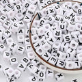 8mm Black and White Acrylic Square Letter Beads White Cube Alphabet Beads Black Letter A-Z Mixed Plastic Shape Loose Beads Mini Size Pony Seed Beads for Making Jewelry, Necklaces - color: white-black(8mm)