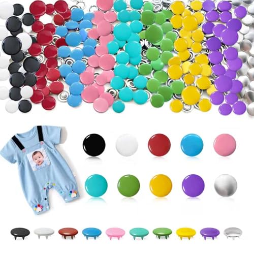 100 Sets Metal Snap Buttons, 10 Colors Solid Sewing Snaps for Fabric,Prong Snap Button Kits for DIY Crafting Clothing Sewing (9.5mm /400 PCS) - color: Solid Assorted Color