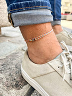 Made by Nami Surfer Anklet with Snap Hook Clasp Waterproof & Adjustable Thin String Ankle Bracelets for Women and Men Handmade Jewelry for Beach and Music Festival Accessories - color: Retro Silver