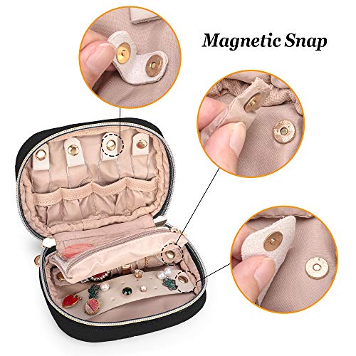 Teamoy Mini Jewelry Travel Case, Storage Organizer Bag for Earrings, Necklace, Rings, Black - color: Black