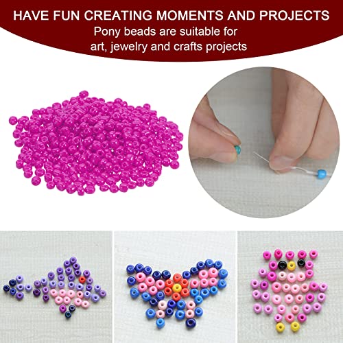 HARFINGTON 2000Pcs Small Glass Beads 6/0 4mm Loose Tiny Round Small Beads for Bracelet Earring Rings Jewelry Making, Fuchsia - color: Fuchsia