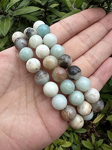 GAF TREASURES Grade A ++ Gemstone Round Bead Adjustable Bracelet 10mm, Genuine Crystal Bead Bracelet, Gift for Men & Women - color: Amazonite Mixed