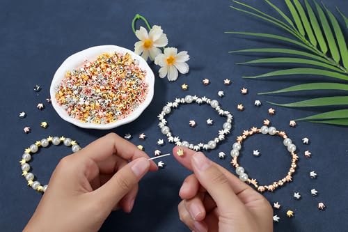 XIANNVXI 500Pcs Crown Spacer Beads for Jewelry Making - Smooth Loose Beads for DIY Bracelets & Necklaces (Gold, Silver, Rose Gold) - color: Crown 3 colors