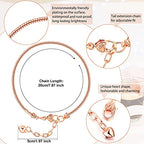 Junkin 12 Pcs Snake Chain Charm Bracelet with Heart Lobster Clasp Extender Adjustable Christmas DIY Metal Bracelet Chain for Women Jewelry Making Gifts Supplies 7.87 Inches - color: Rose Gold