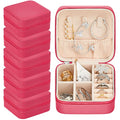 Taiyin Travel Jewelry Case, Bridesmaid Gifts Mini Jewelry Organizer, PU Leather Portable Earring Box for Women Girls - color: Rosy