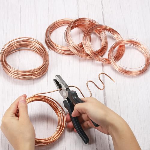 PATIKIL 49 Feet Solid Bare Copper Wire, 25 Gauge 99.9% Pure Copper Wire 0.5mm Soft Beading Wire Metal Plant Stem Ties for Jewelry Craft (15m) - size: 0.5mmx15m