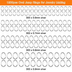 1200pcs Oval Jump Rings Stainless Steel Jump Rings Open Jump Rings Jewelry Jump Rings for Jewelry Making Supplies Earring Bracelet Necklace DIY Craft Making(Silver,4 Sizes) - color: Silver