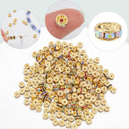 1 Box 300Pcs 10 Colors Gold Rondelle Spacer Beads Bulk Rhinestone Bead Spacers 6mm Grade A Brass Rhinestones Crystal Round Metal Charms Beads for Jewelry Making Bracelets Earrings DIY Crafts - style: Style 2