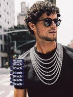 Bandmax Solid 1.5mm/2mm/3mm/6mm Rope Chains for Men Women 14K Gold Plated/Black Plated Stainless Steel Twist Chain 16-30 Inches, with Gift Box - color: 10 6MM Steel