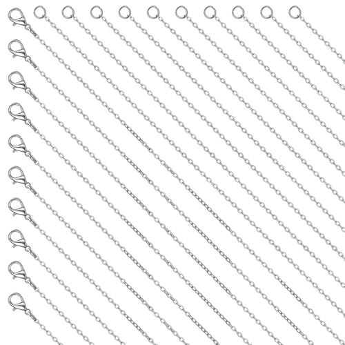 Hecila 20 Pack Necklace Chains Bulks Stainless Steel Necklace Chain with Lobster Clasps for Jewelry Making Silver Chain Necklaces 1.5mm Thin Cable Chains for Necklaces Pendants Making Supplies
