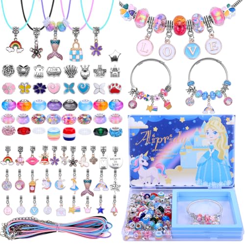 AIPRIDY Charm Bracelet Making Kit,Unicorn Mermaid Crafts Gifts Set Can Inspires Imagination and Creativity,Jewelry Making Kit Perfect Gifts for Girls 5-12 Years Old (104 Pieces) - color: 104 Pieces