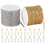 SMYHTGLIF 2 Rolls Total 32.8 Feet Gold and Silver Chain for Jewelry Making Stainless Steel Cable Chain Roll Oval Link Bulk Chain Craft Jewelry Making Chains - size: 5.1×4mm