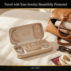 Bey-Berk Diamond-Quilted Leather Travel Jewelry Case, Cream, 9" x 4" x 1.75" - color: Cream