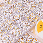 Acrylic Letter Beads 4mm Flat Round, 6mm Square - Beads for Making Friendship Bracelet or Necklace (26 Pieces of Flat Round White with Yellow) - color: 26 pieces of flat round white with yellow