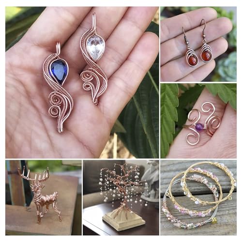 Cheriswelry 42.65 Feet Copper Wire for Jewelry Making 21 Gauge 0.7mm Tarnish Resistant Wire Pink Soft Artistic Bendable Wire with Spool - size: 21 Gauge(0.7mm)