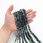 100Pcs Natural Stone Beads 6mm Moss Agate Round Gemstone Loose Beads with Elastic Bracelet String for Bracelets Necklace Jewelry Making - color: Moss Agate, size: 6mm