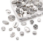 Craftdady 80Pcs Antique Silver Flat Round Oval Spacer Beads Tibetan Metal Barrel Drop Rondelle Loose Beads for Jewelry Crafts Making - color: Antique Silver, Flat Round+Oval,80pcs