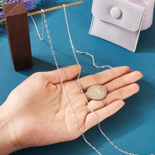 Elecrelive 3.28 Ft 925 Sterling Silver Paperclip Chains 1.7mm Soldered Oval Link Chains Permanent Jewelry for Women's Trendy Layering Necklace Bracelet Making - color: Sterling Silver