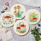 Bonroy 4 Sets Embroidery Kit for Beginners with Instructions,Cross Stitch Kits for Adults with Pattern,Needlepoint Kits for Adult Include Embroidery Cloth Hoops Needles Threads(Mushroom) - color: mushroom4