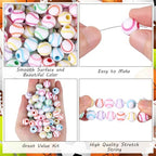 100pcs Baseball Beads with 5.5 Yard Elastic Rope,Acrylic Softball Bead Sports Beads DIY Spacer for Necklace Bracelet Keychains Handmade Jewelry Making Accessories,12mm(Rainbow Baseball) - color: Rainbow Baseball