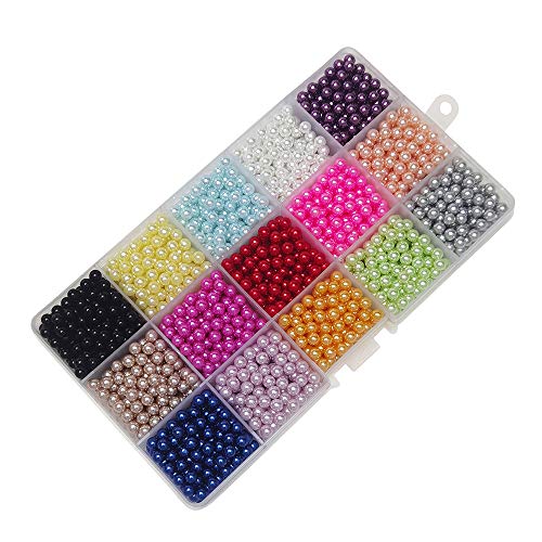 Chenkou Craft 2250pcs 5mm Assorted 15 Colors No Hole Round Ball Bead Scrapbooking Craft DIY Beads Decoration + Plastic Box (Assorted Colors, 5mm) - color: Assorted colors, size: 5mm