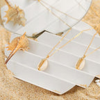 Natural Seashell Shell Scallop Pendant Choker Necklace Adjustable 18K Gold Plated Cable Chain Handmade Jewelry for Women Girls - style: Gold Seashell