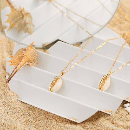 Natural Seashell Shell Scallop Pendant Choker Necklace Adjustable 18K Gold Plated Cable Chain Handmade Jewelry for Women Girls - style: Gold Seashell