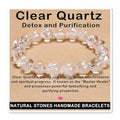 AD Beads Handmade Gemstone Stretch Elastic Bracelet Crystal Healing Reiki Nature's Beauty and Spiritual Essence Unisex - color: Clear Quartz (Detox and Purification), size: 10mm