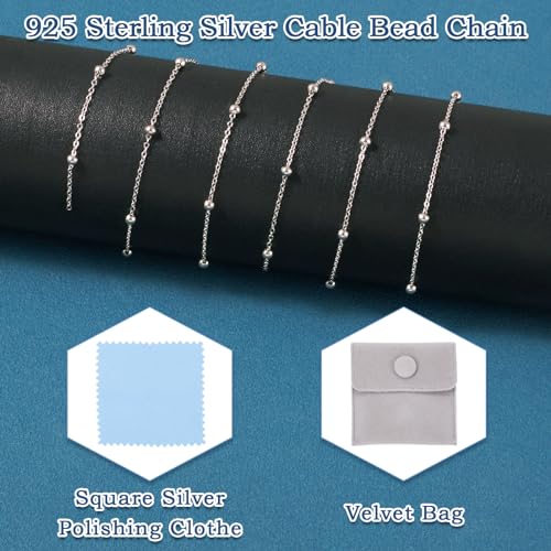 Elecrelive 3.28Ft 925 Sterling Silver Satellite Chains 1.2mm Fine Cable Chains Permanent Jewelry for Women Men Minimalist Necklace Bracelet Making - color: Silver, 1.2mm