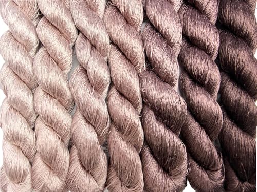 100% Nature Mulberry Handmade Embroidery Silk Thread Woven Jewelry Accessory Artificial Flowers Cross Stitch Floss DIY Sewing Kits 7 Gradient Colors 110m Each (23) - color: 23