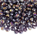 Jmassyang Briolette Rondelle Faceted AB Crystal Glass Beads for Jewelry Making Bracelets Necklaces Earrings (Violet AB, 6x8mm) - color: Violet AB, size: 6x8mm