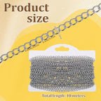 33 Foot Stainless Steel Curb Chains, 3mm Stainless Steel Extender Chains Silver Tarnish Resistant Link Chain for Necklace Bracelet Earring Jewelry Making DIY Craft