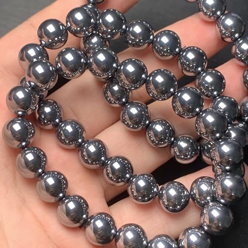 Handmade 8mm Beaded Bracelets For Men Protection Bracelet For Women Chakra Feng Shui Stretchy Handmade Lucky Money Stretchy Crystal Bracelets Best Gifts - color: Hematite 3PCS