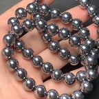 Handmade 8mm Beaded Bracelets For Men Protection Bracelet For Women Chakra Feng Shui Stretchy Handmade Lucky Money Stretchy Crystal Bracelets Best Gifts - color: Hematite 3PCS