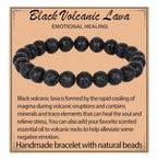 LPBeads Handmade Natural Gemstone Stretch Elastic Bracelet Healing Crystal Round Stone Beads Jewelry Gifts for Women Men - color: Black Lava, size: 8mm
